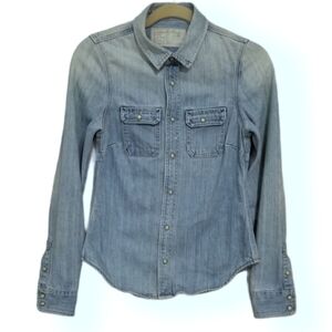 Allsaints spitalfields Denim pearl snap Jacket shirt shacket size S